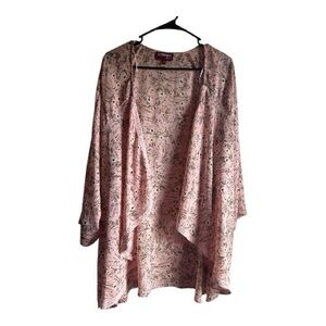 Downing Studio Size 3X Light Pink Floral Open-Front Kimono